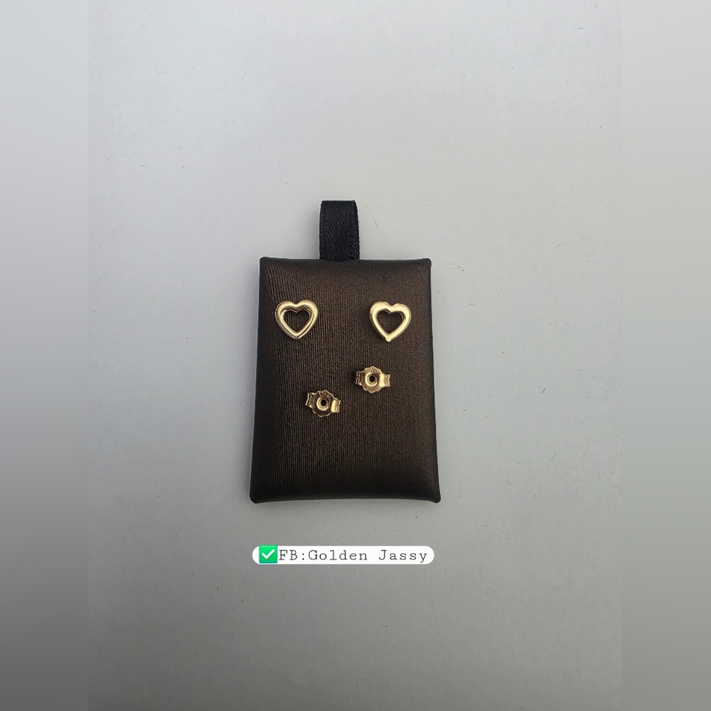 18K Real Gold Open Heart Earring 8mm